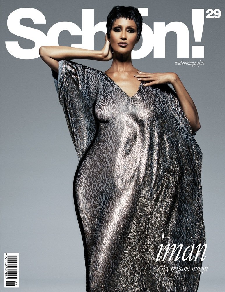 Iman on the cover of Schön! Magazine wearing Sophie Theallet