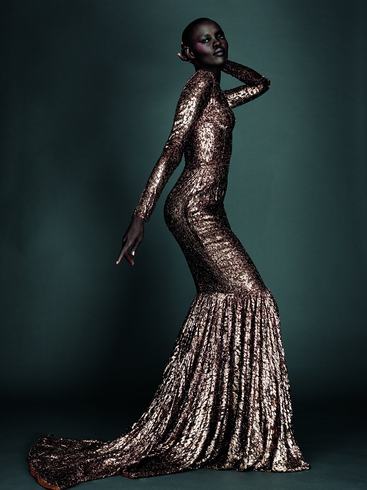 Grace Bol photographed by Alexi Lubomirski wearing Sophie Theallet